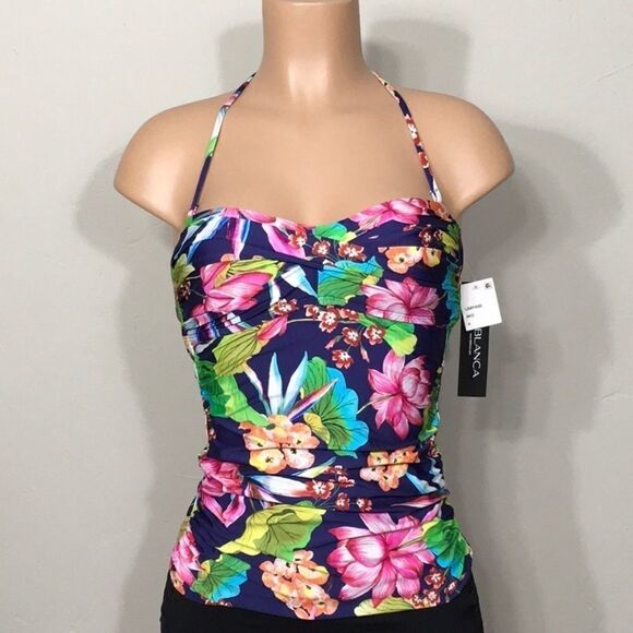 La Blanca navy floral tankini top. NWT - Picture 2 of 9